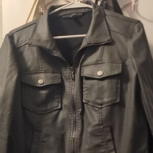 White House Black Market Dark Gray Leather Jacket